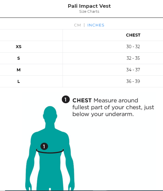 Ride Engine womens pali impact vest sizing size chart