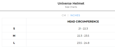 Ride engine universe helmet size chart